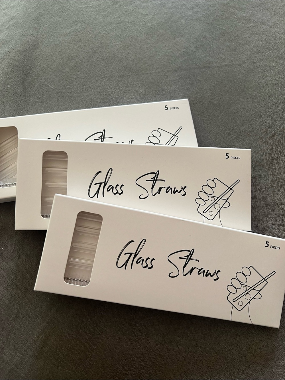 5 Piece Glass Straws Set (3 Set Bundle)